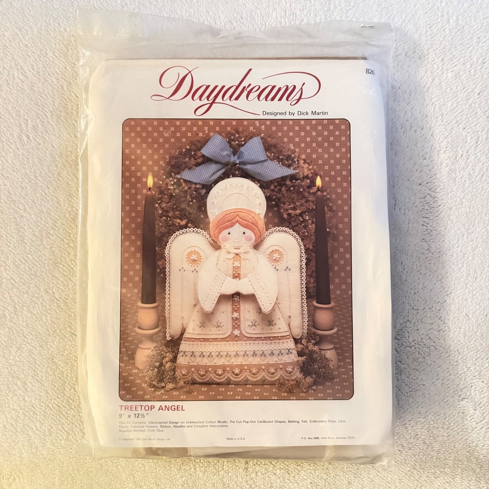Vtg 1984 Daydreams Treetop Angel Craft Kit Dick Martin 826 Muslin Lace 9x12.5
